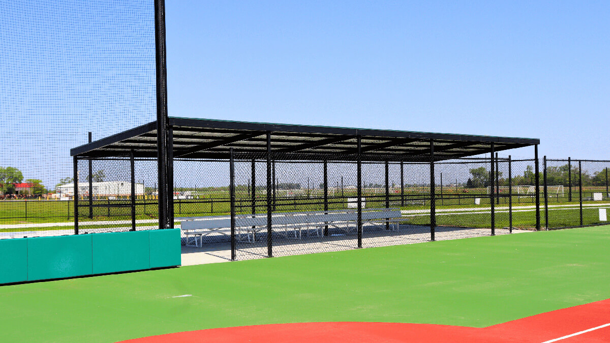 Custom dugout installation for sport fields